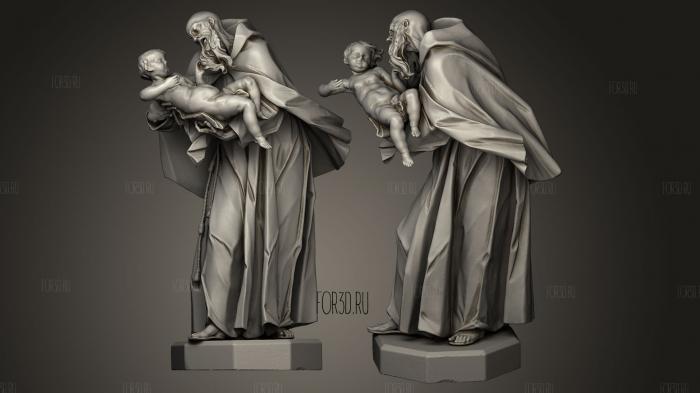 Saint Anthony of Padua with child stl model for CNC