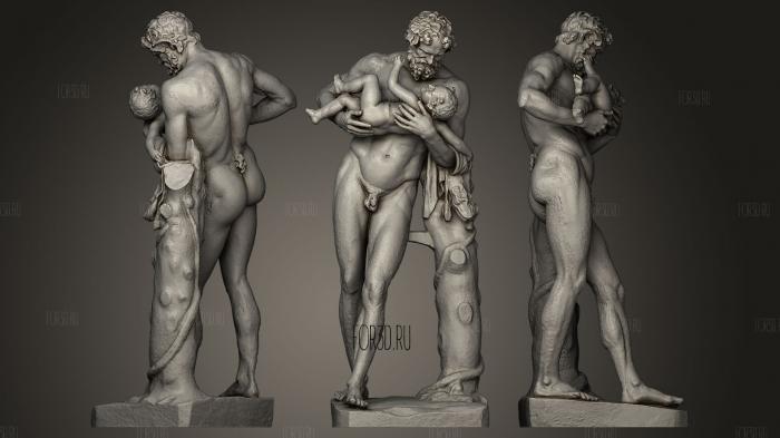 Silenus with Baby Dionysus stl model for CNC