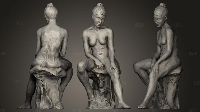 Statuette en Bronze Femme Assise stl model for CNC