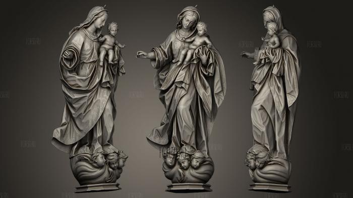 Virgen de los Remedios with Angels stl model for CNC