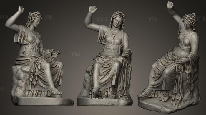Woman seated Muse or Egeria stl model for CNC