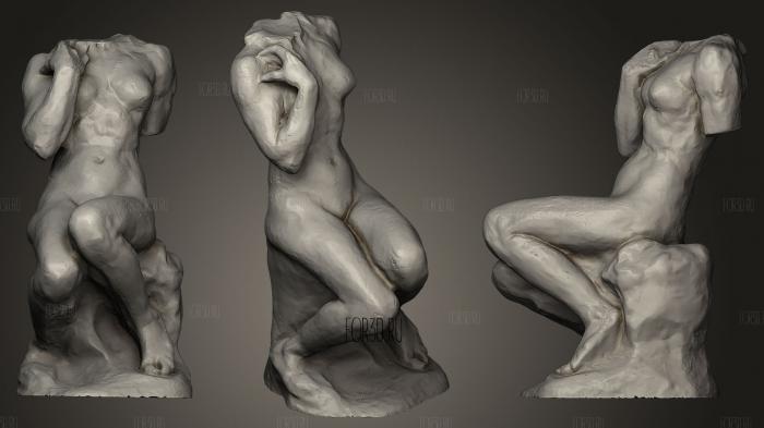 Cyble Seated Woman Muse Rodin stl model for CNC