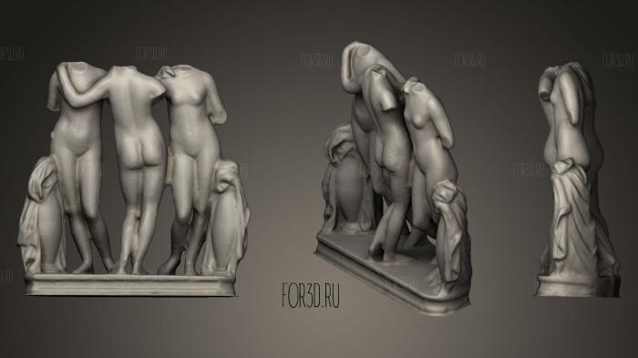Three Graces Sculpture stl model for CNC