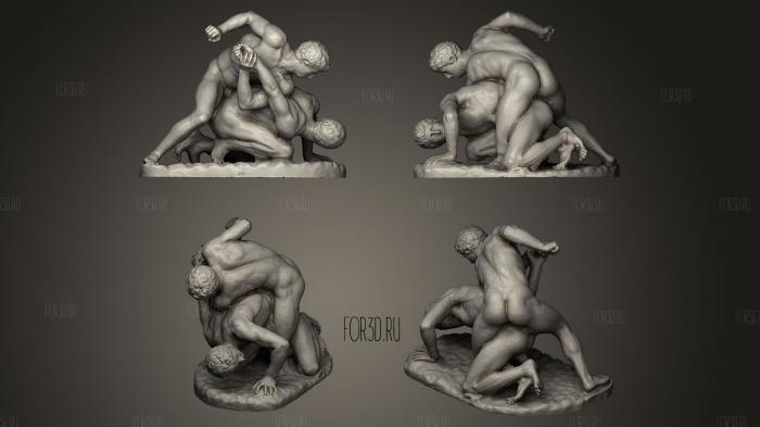 Two wrestlers in combat stl model for CNC