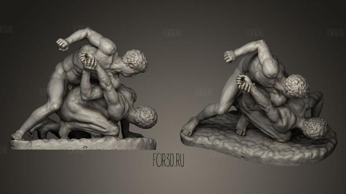 Two wrestlers in combat stl model for CNC