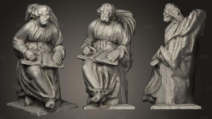 Wooden statue of a monk reading stl model for CNC
