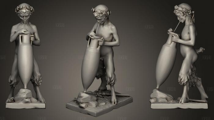 Young Satyr drinking Wine stl model for CNC