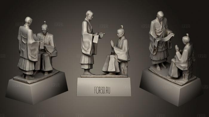 Sculpture of Ota Docan and Zen master stl model for CNC