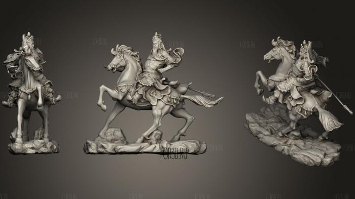 Guan Yu Riding Statue stl model for CNC