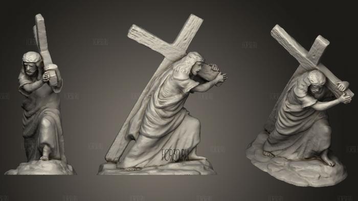 Jesus Carring Cross Scaled stl model for CNC