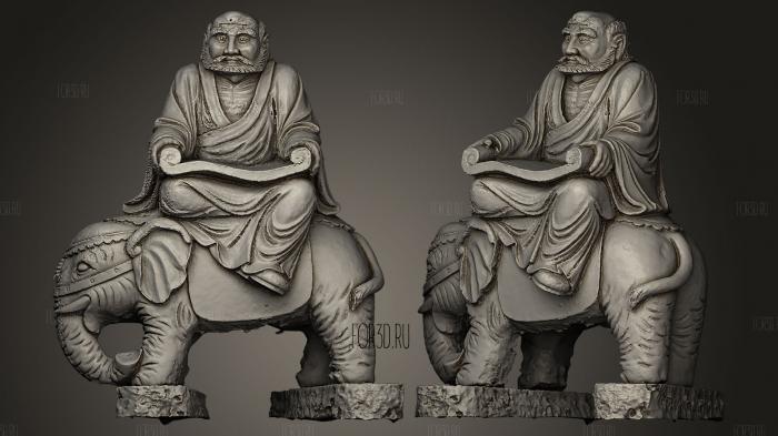 Buddhist statue on elephant baby stl model for CNC