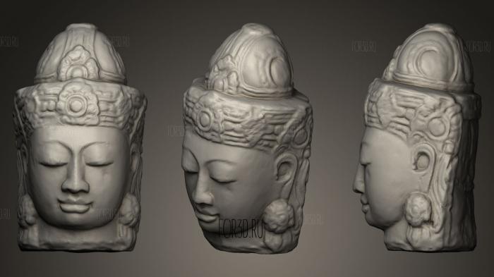 Stone Buddha Head with eyes closed stl model for CNC