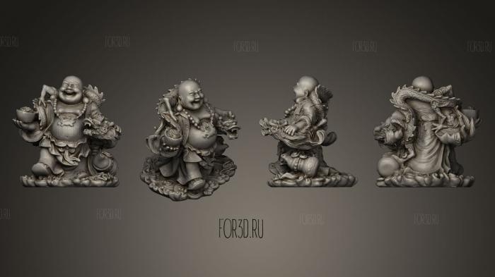 Laughing Buddha and his Dragon stl model for CNC
