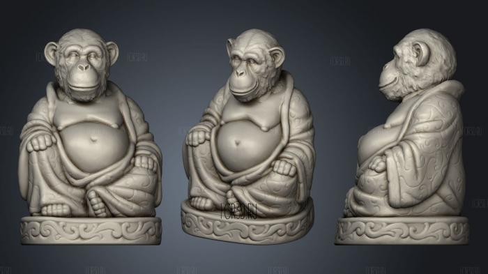 Monkey Buddha (Fixed) (Animal Collection) stl model for CNC
