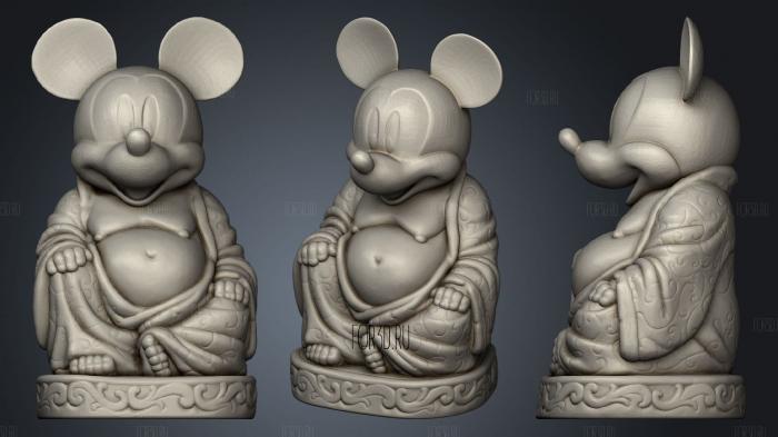 Mouse Buddha stl model for CNC