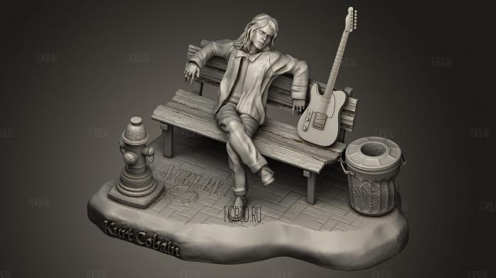 Курт Кобейн на скамейке запасных 3d stl модель для ЧПУ