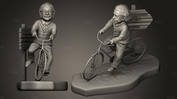 Альберт Эйнштейн на велосипеде 3d stl модель для ЧПУ