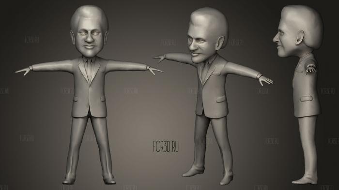 Bill Clinton caricature Animated 3d stl модель для ЧПУ