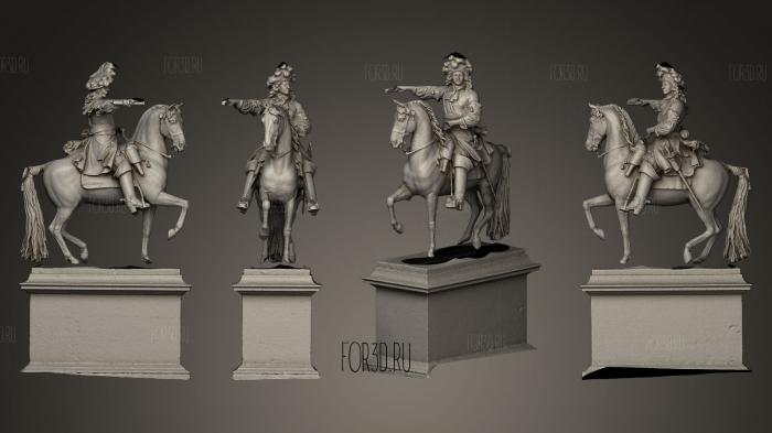 Louis XIV in place darmes of Versailles stl model for CNC