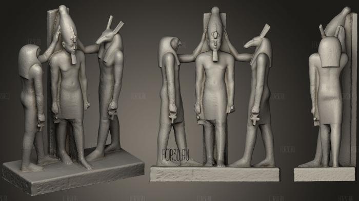 Statue of Ramses III with Horus and Seth stl model for CNC