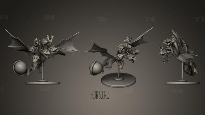 Seven Headed Dragon with Stand stl model for CNC
