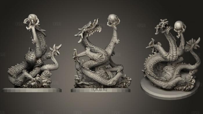 Dragon And Pearl With Base stl model for CNC
