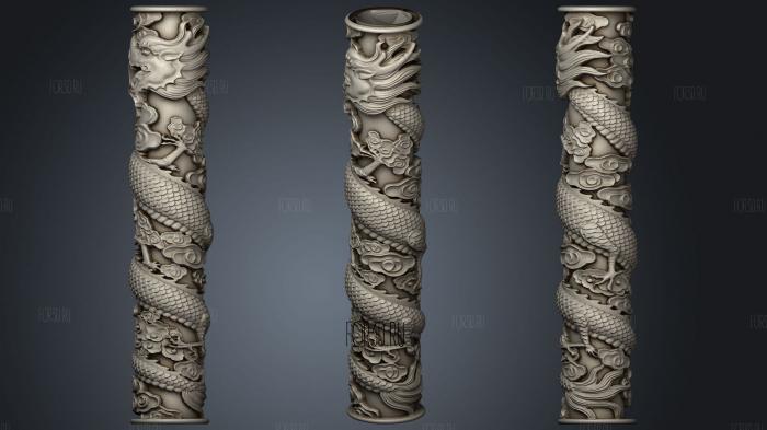 Fine dragon spiral pillar stl model for CNC