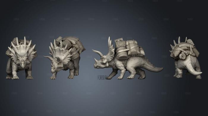 Walk Packed Triceratops Back Pack stl model for CNC