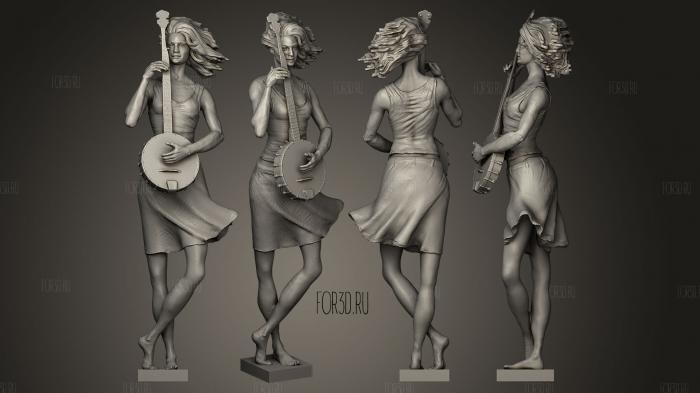 The girl with the mandolin stl model for CNC