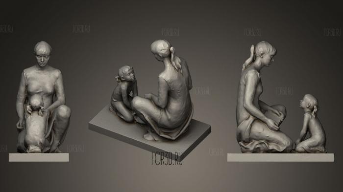 Woman and pupil sculpture stl model for CNC