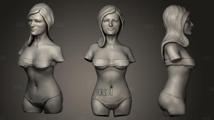 Woman Bust Decimated stl model for CNC