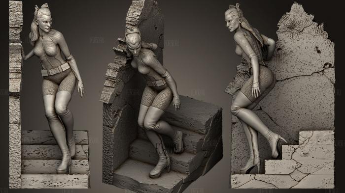 Catwoman Statue Wall stl model for CNC