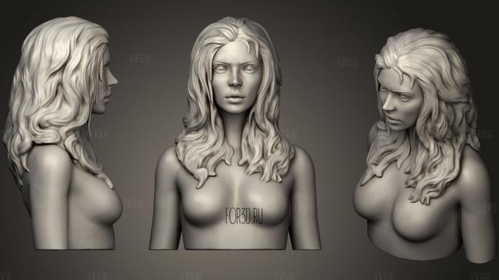 Female Bust With Hair stl model for CNC