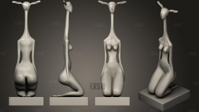 Female Giraffe Sculpture stl model for CNC