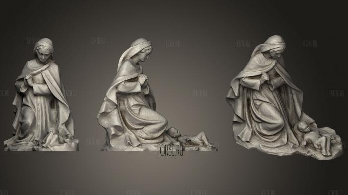 Nativity Mary and Jesus stl model for CNC
