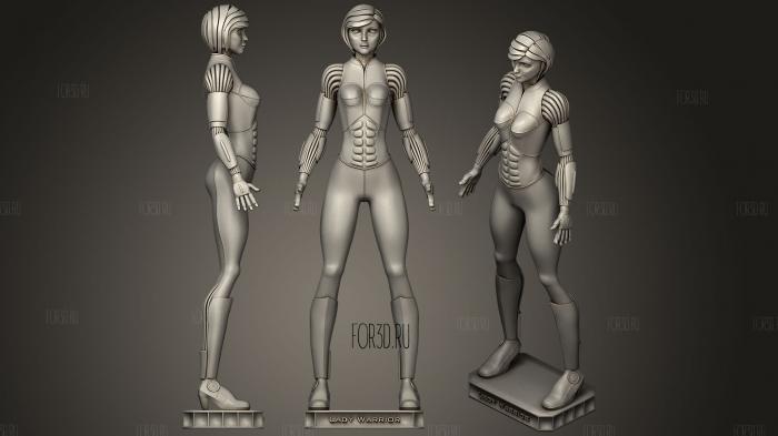 Lady Warrior With Stand stl model for CNC