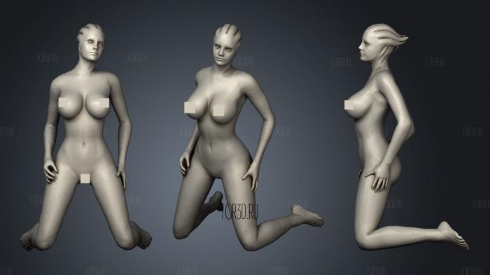 Инопланетная девушка на коленях 3d stl модель для ЧПУ