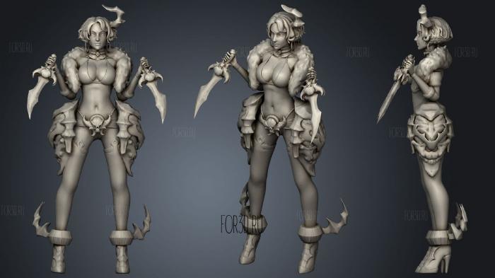 Assassin girl with sword stl model for CNC