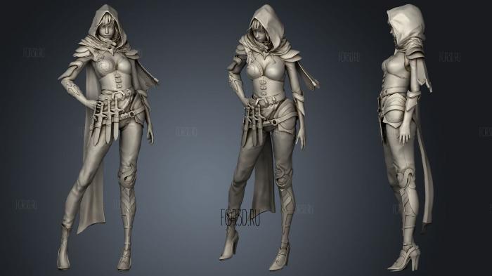 Assassin Girl stl model for CNC