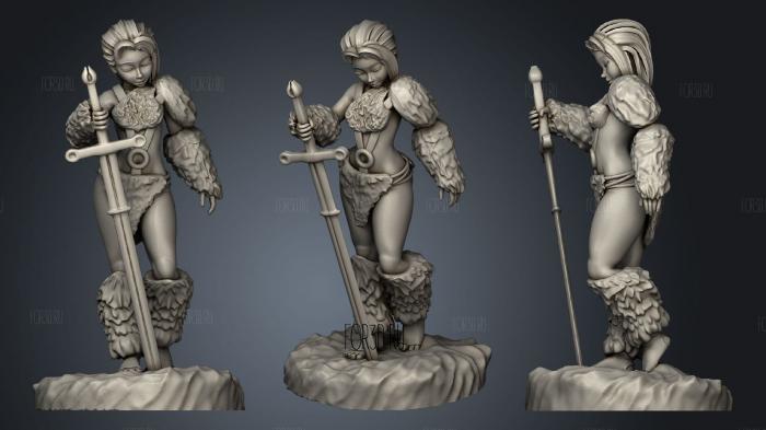 Barbarian Female Great Sword Mini stl model for CNC
