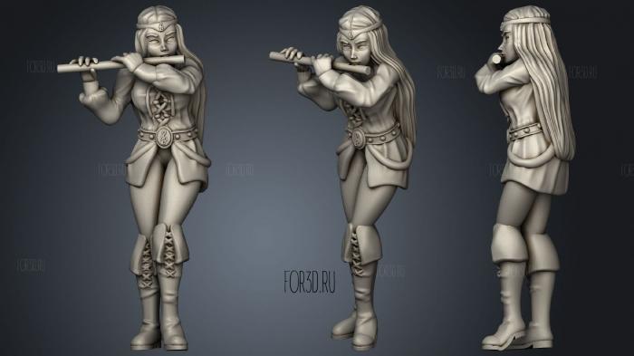 Bard with flute stl model for CNC