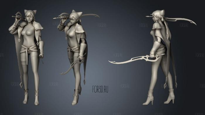 Charactering female assassin stl model for CNC