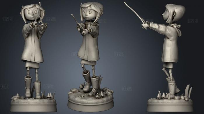 Coraline with a stick stl model for CNC