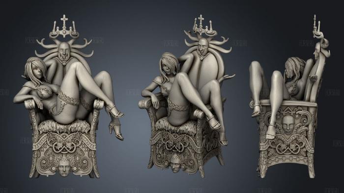 Extremely detailed Lingerie girl on Trone stl model for CNC