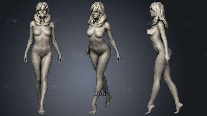 Female character stl model for CNC