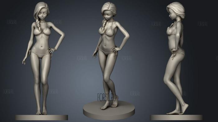 Figurine of a girl stl model for CNC