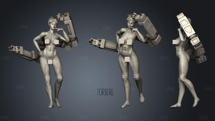 Girl in exoskeleton stl model for CNC
