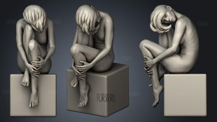 Girl on box stl model for CNC