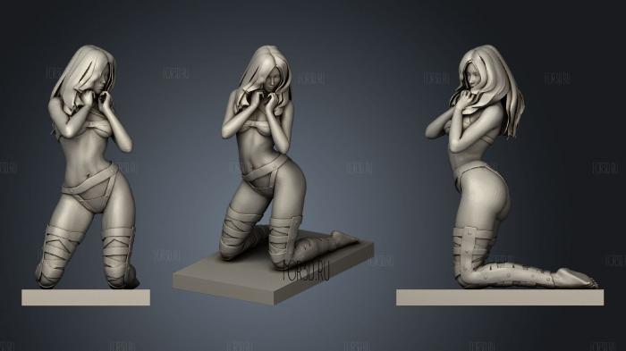 Girl phone stand stl model for CNC