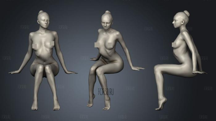 Girl Sitting stl model for CNC